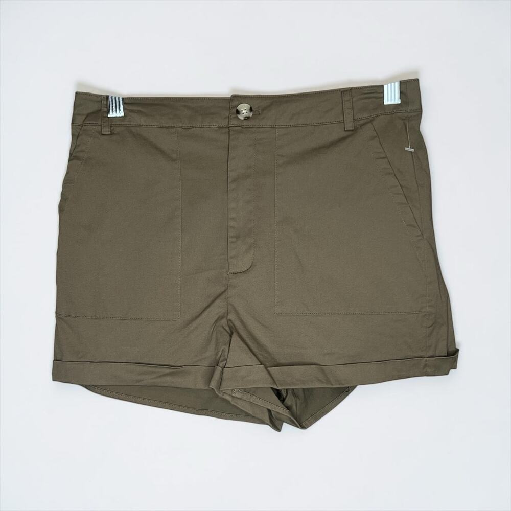 BB Dakota Olive Utility Shorts NWT High Rise Cuffed Hem Small